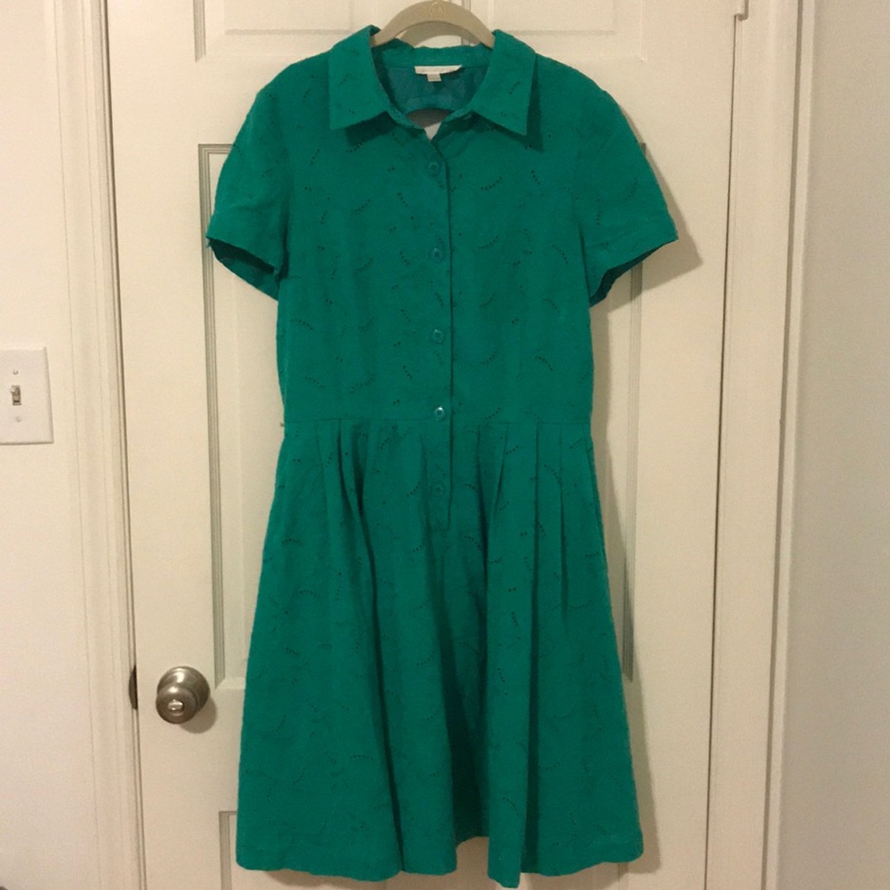 Cap sleeve eyelet midi dress in kelly green